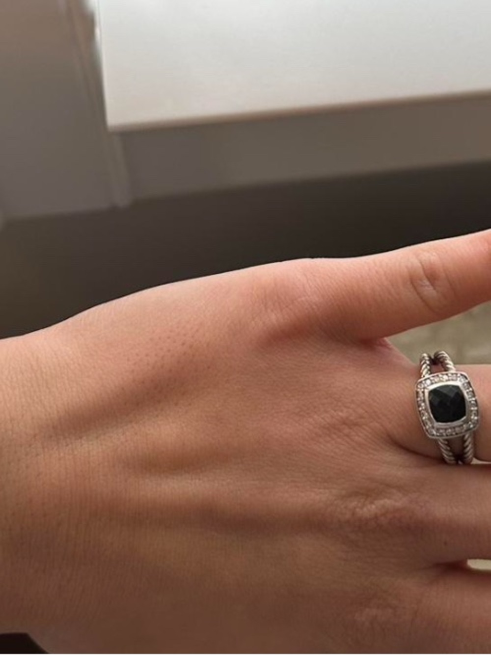 David Yurman Sterling Rope Band Ring with Black Onyx Cushion 5.5 size - Picture 4 of 5